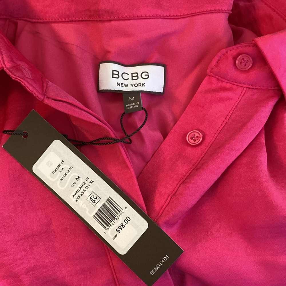 BCBG Hot Pink Chiffon Short Dress. NWT, Meduim - Picture 7 of 7